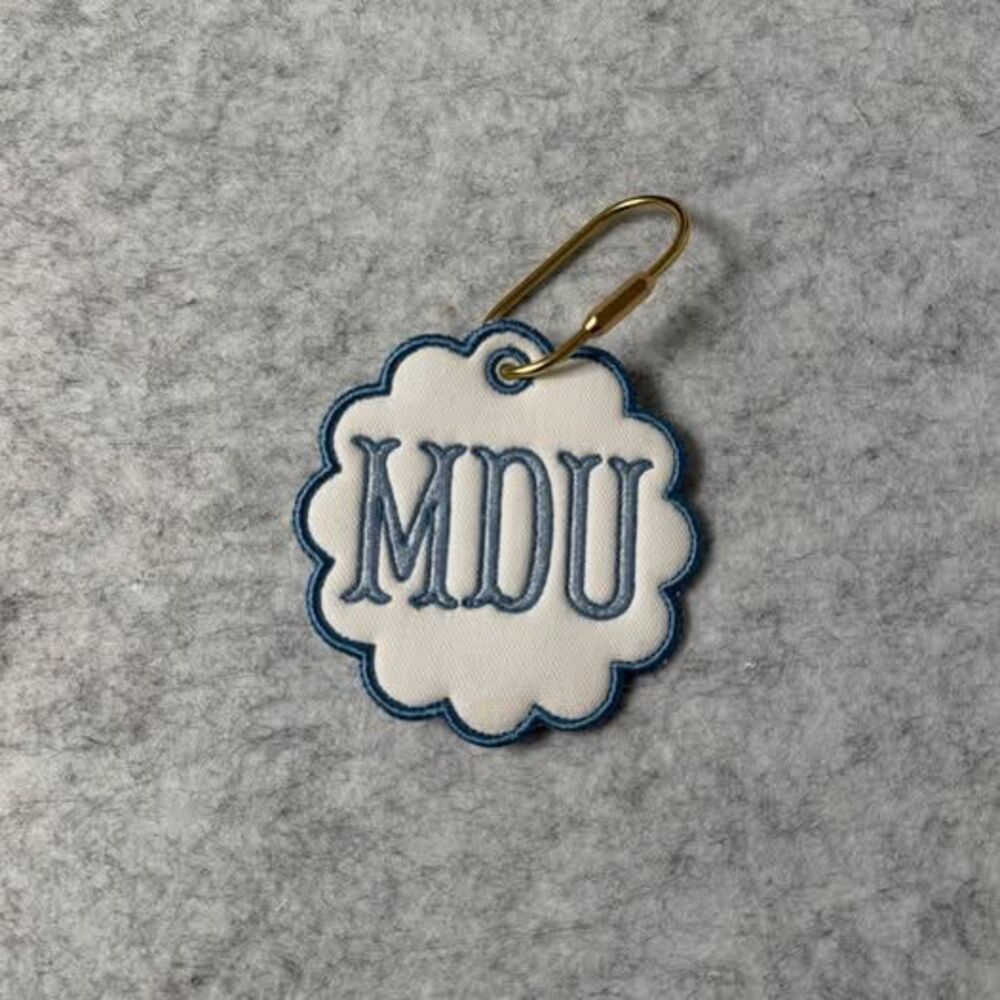 Personalized Initial Keychain Monogram Bag Tag Custom Embroidered Gift